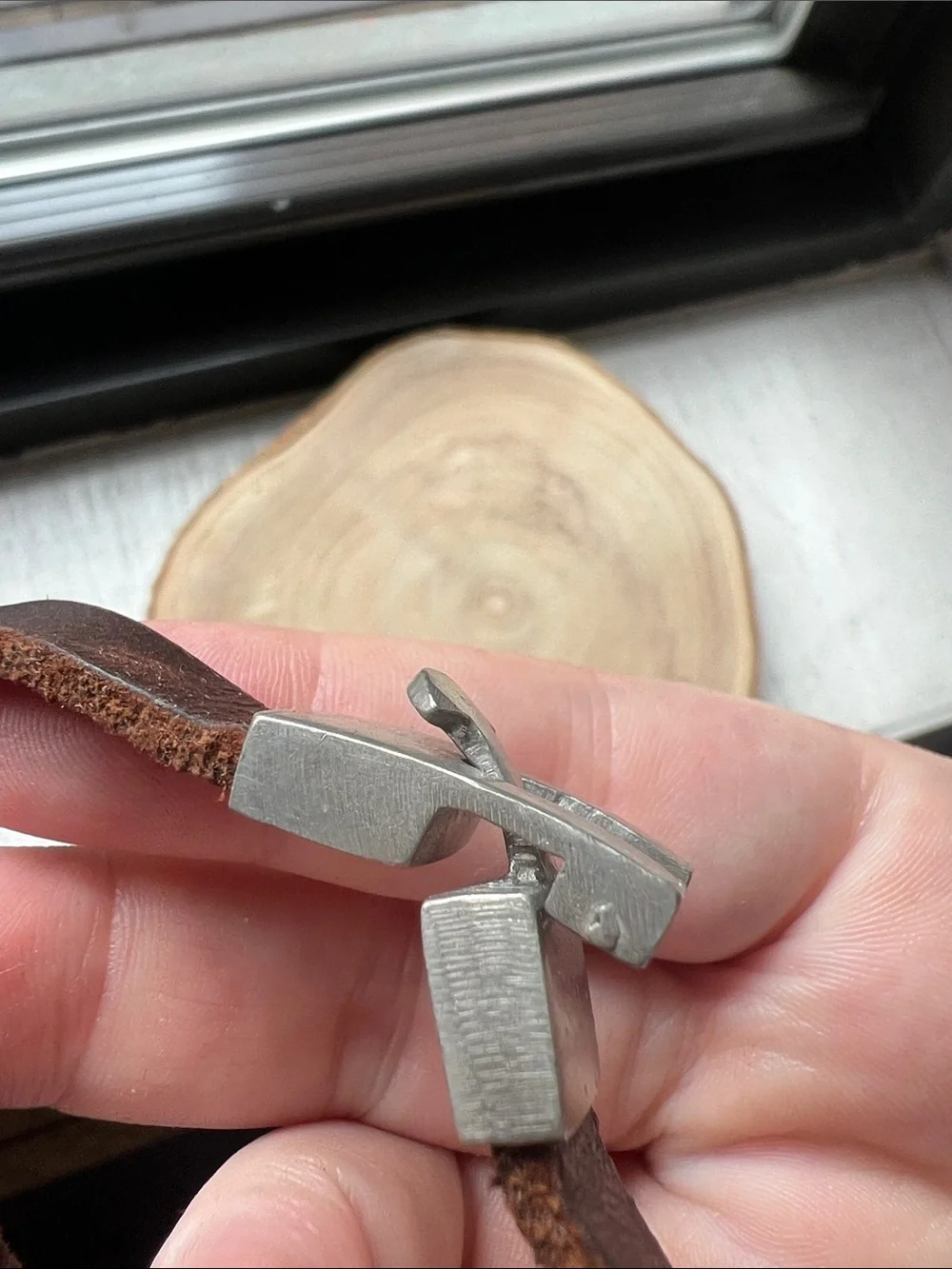 Men's Brown Leather Bracelet with Silver Metal Clasp